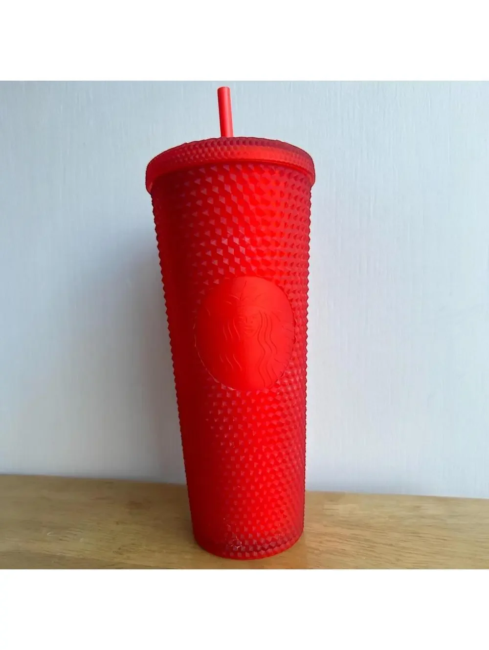 Starbucks Matte Cherry Red Studded Grid Tumbler‎ 24oz